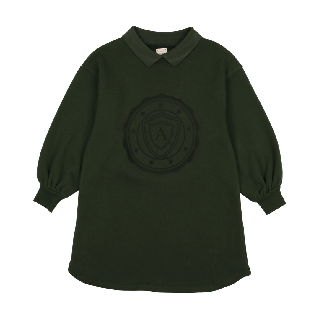 Lil Legs Logo Sweatshirt Long Sleeve Dress - Green Head Shoulders Toes & Bows Lil Legs Logo Sweatshirt Long Sleeve Dress - Green Head Shoulders Toes & Bows