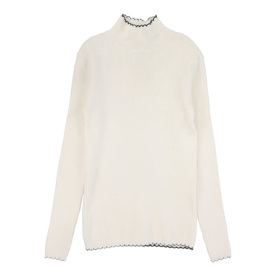 Lil Legs Scalloped Knit Mockneck - Cream