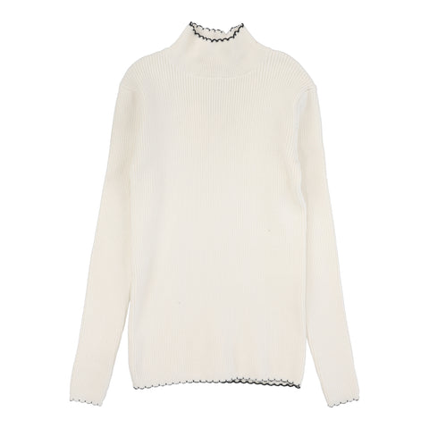 Lil Legs Scalloped Knit Mockneck - Cream