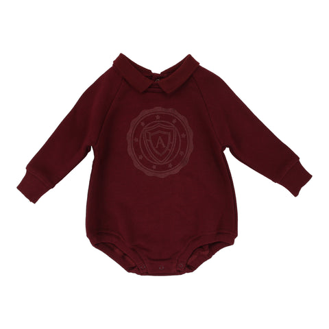 Lil Legs Logo Collar Romper - Burgundy