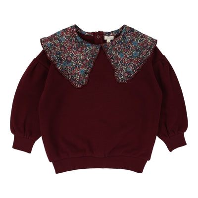 Lil Legs Floral Collar Sweatshirt - Burgundy