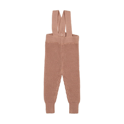 Analogie Waffle Knit Long Overalls - Dusty Pink