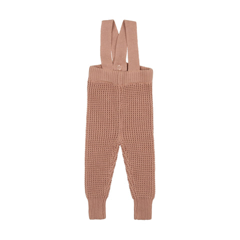 Analogie Waffle Knit Long Overalls - Dusty Pink