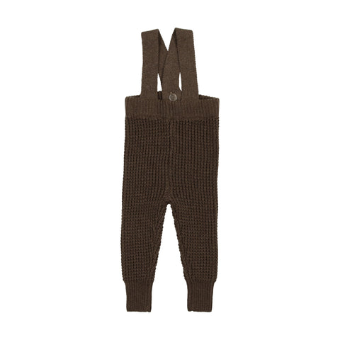 Analogie Waffle Knit Long Overalls - Heather Brown