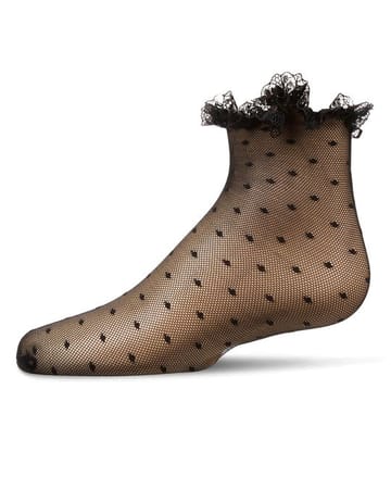 Memoi Lace Dot Anklet  in Black