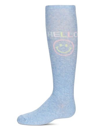 Memoi Hello Knee Socks - Light Denim MKF-7152