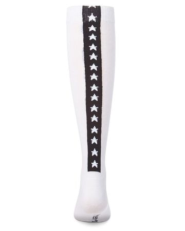Memoi Star-Backed Knee Socks - Black MKF-7157
