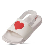 Memoi Waterproof Heart Open-Toe Slides - White MKS-0013