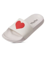 Memoi Waterproof Heart Open-Toe Slides - White MKS-0013