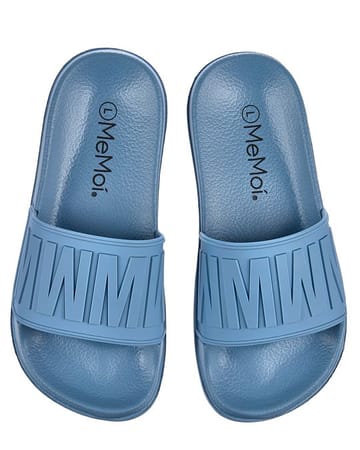 Memoi Waterproof Designer Open-Toe Slides - Blue MKS-0018