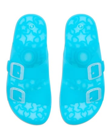 Memoi Waterproof Jelly Buckle Open-Toe Slides - Blue MKS-0020