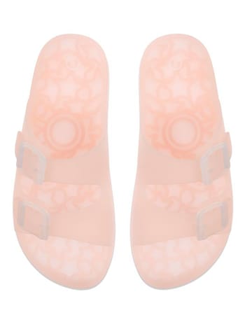 Memoi Waterproof Jelly Buckle Open-Toe Slides - Pink MKS-0020