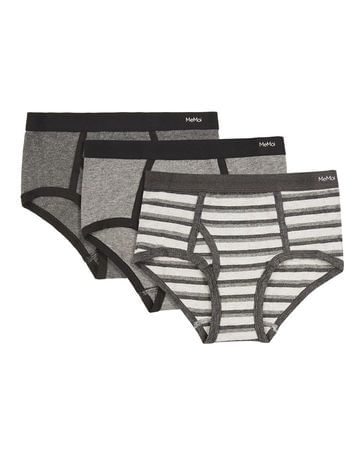 Memoi Boys Briefs Underwear 3-Pack - Grays (Assortment A) MKU-1013
