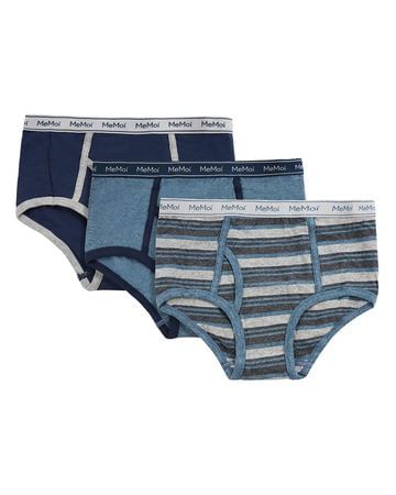 Memoi Boys Briefs Underwear 3-Pack - Blues (Assortment C) MKU-1013