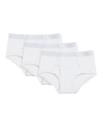 Memoi Boys Briefs Underwear 3-Pack - White MKU-1013