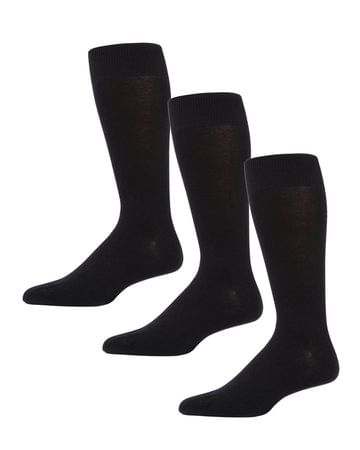Memoi Men's Flat Knit Dress Socks 3-pack - Black MM-451