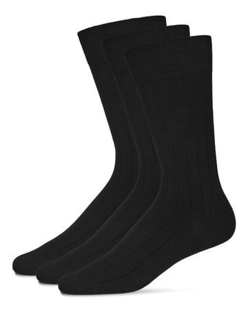 Memoi Men's Gold Series Extra Wear Ribbed Socks 3-pack - Black MM-454