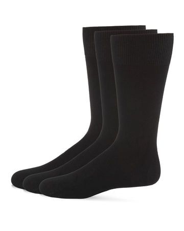 Memoi Men's Bamboo Flat Knit Dress Socks 3-pack - Black MM-461