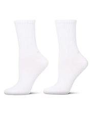 Memoi Adult Thin Ribbed Crew Socks 2-Pack - White MO-612