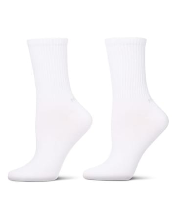 Memoi Adult Thin Ribbed Crew Socks 2-Pack - White MO-612