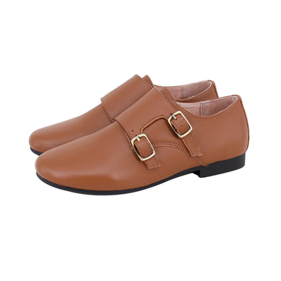 Perroquet Leather Monk Strap Shoes - Luggage
