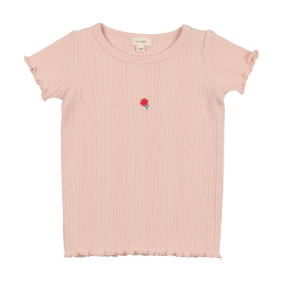 Lil Legs Multi Ribbed T-Shirt Short Sleeve - Light Pink