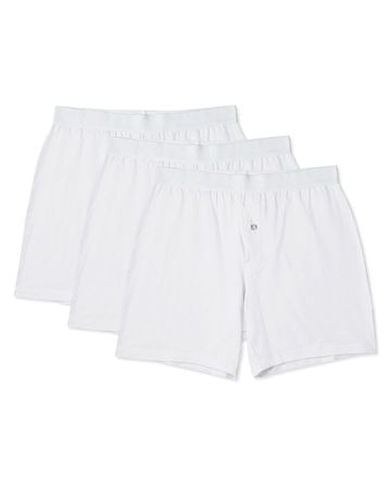 Memoi Mens Classic Fit Cotton Boxer Shorts - White 3-Pack MU-8500