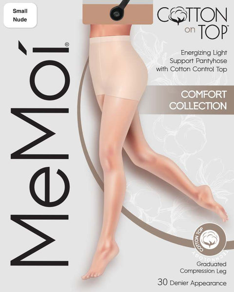 Memoi Light Support Cotton On Top 30 Denier Ladies Pantyhose - Nude MCT-365