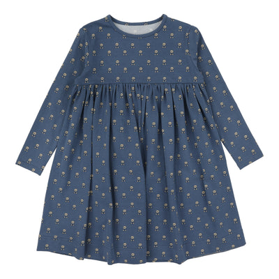 Analogie Vintage Floral Dress - Off Blue