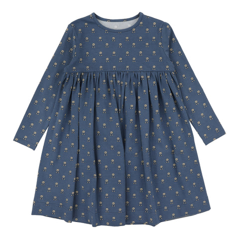 Analogie Vintage Floral Dress - Off Blue