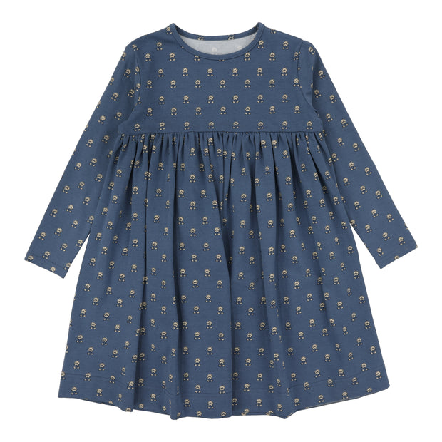 Analogie Vintage Floral Dress - Off Blue