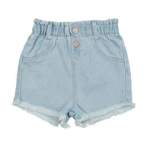 Lil Legs Denim Paperbag Shorts - Light Wash