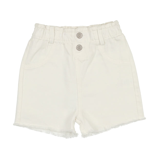 Lil Legs Denim Paperbag Shorts - White Denim
