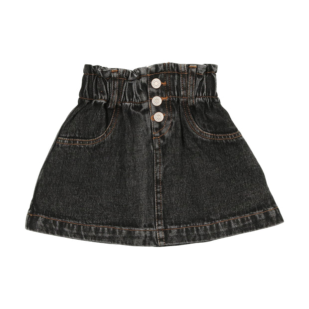 Lil Legs Denim Paperbag Skirt - Black Denim