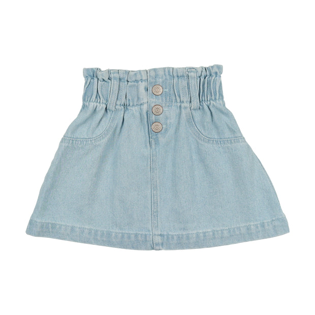 Lil Legs Denim Paperbag Skirt - Light Wash