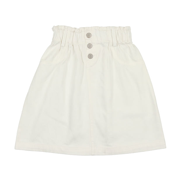 Lil Legs Denim Paperbag Skirt - White Denim