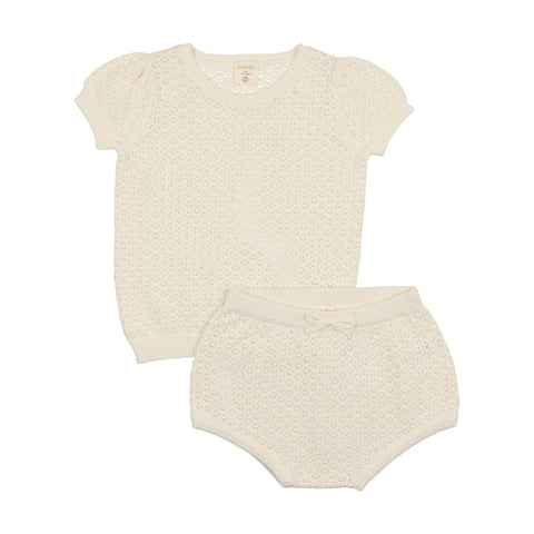 Analogie Pointelle Knit Set - Cream