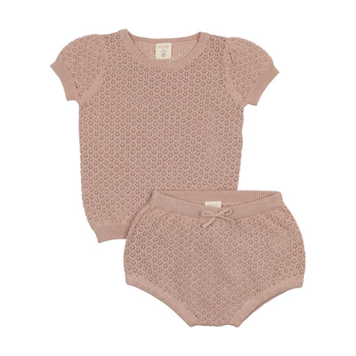 Analogie Pointelle Knit Set - Pink