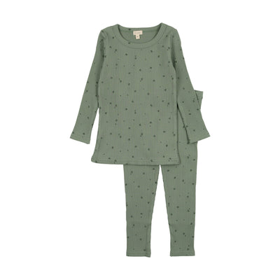 Lil Legs Printed Pajamas Loungeset Long Sleeve - Green Leaf