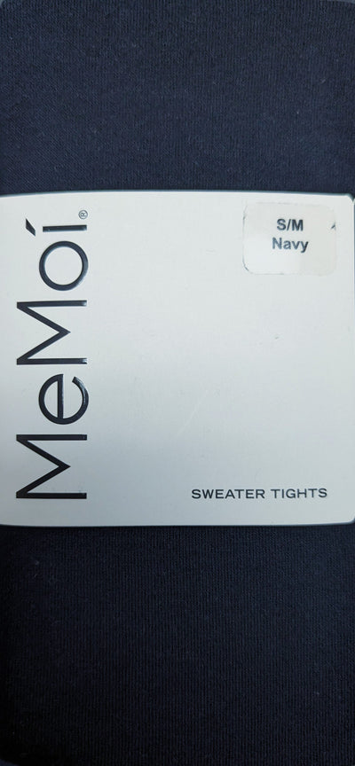 Memoi Ladies Flat Cotton Sweater Tights - Navy MO-325