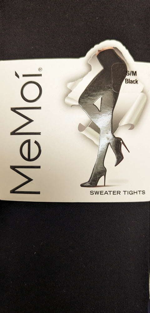 Memoi Ladies Flat Cotton Sweater Tights - Black MO-325