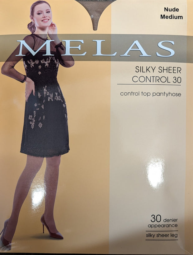 Melas Silky Sheer Control 30 Denier Stockings - Nude AS-627