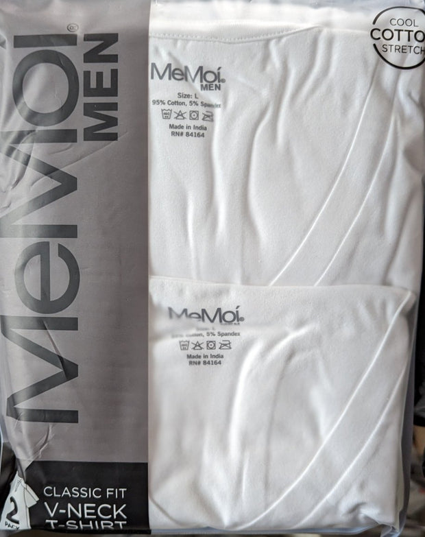 Memoi Mens Short Sleeve V-Neck Undershirts - 2 Pack MU-8100