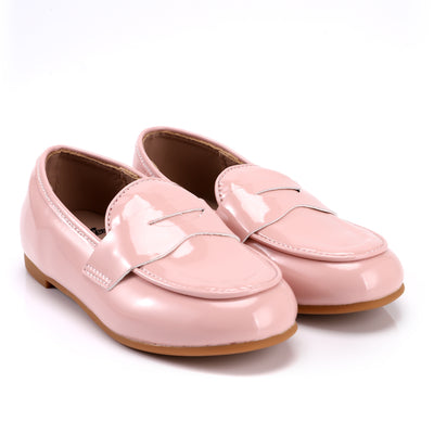 Zeebra Kids Patent Leather Penny Loafers in Ballerina Pink