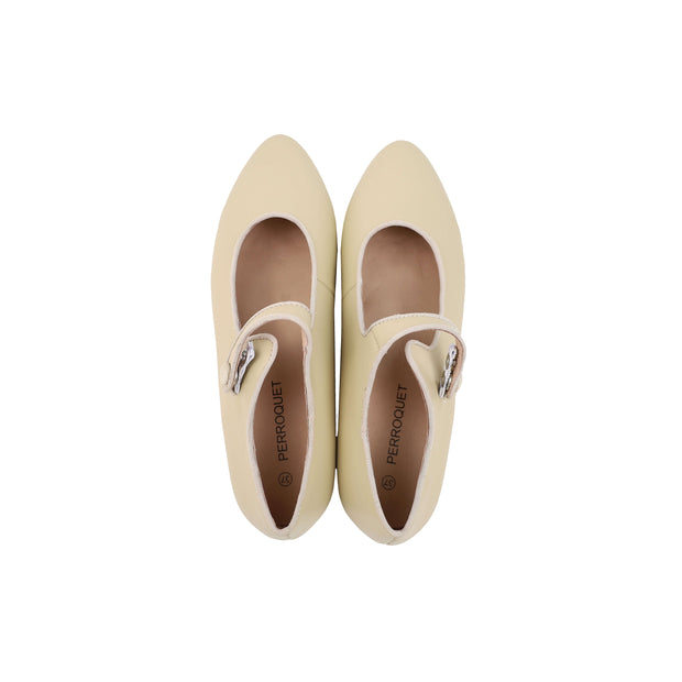 Perroquet Pointy Leather Mary Janes - Beige