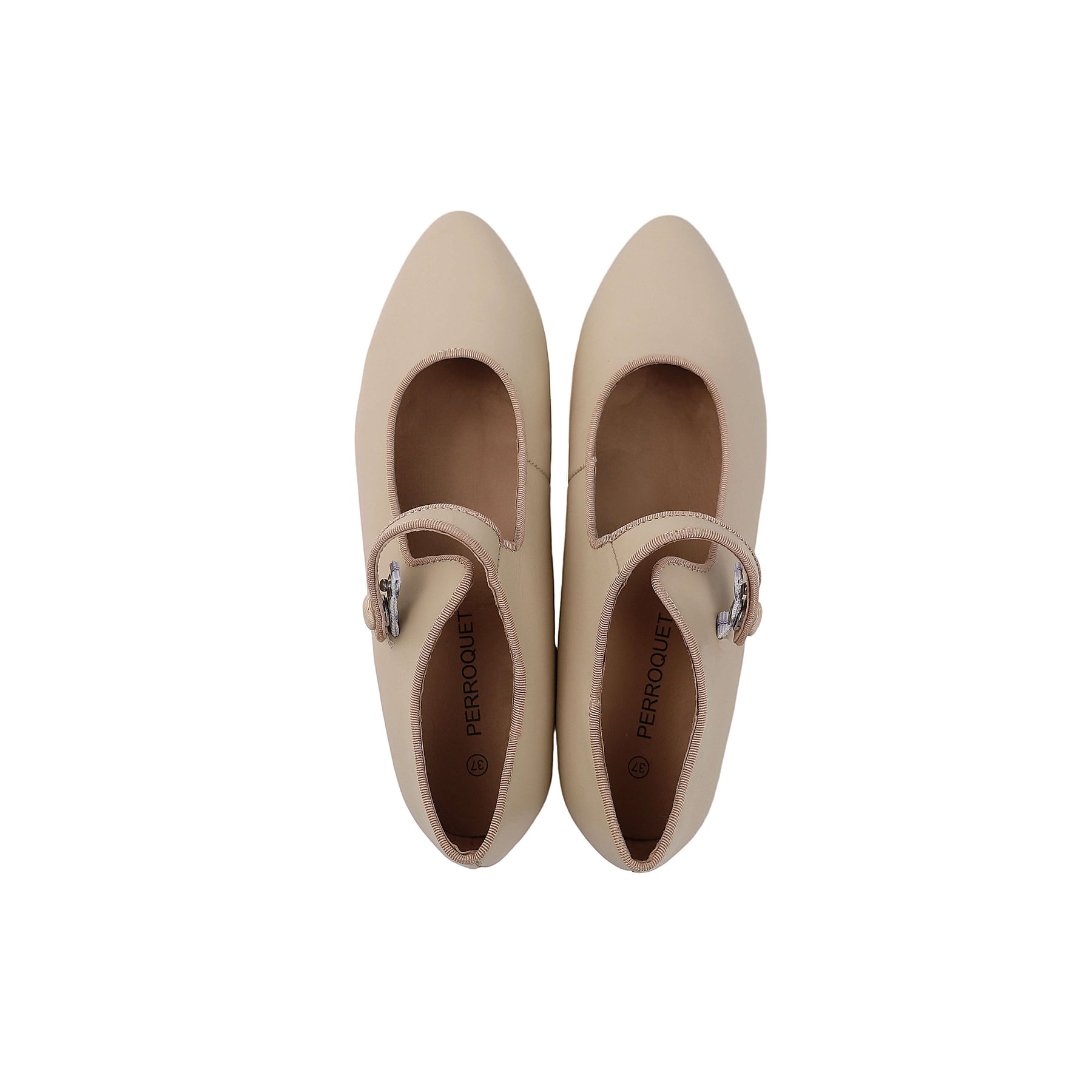 Perroquet Shoes Scalloped Mary Janes with Buckle - Bone White main image 0