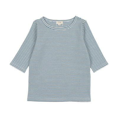 Lil Legs Three Quarter T-Shirt - Denim Blue Stripe