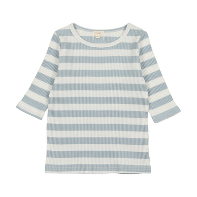 Lil Legs Three Quarter T-Shirt - Light Blue Stripe