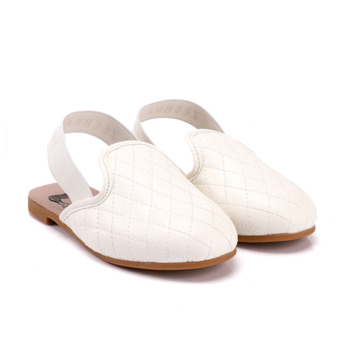 Zeebra Kids Quilted Slingbacks in Cream