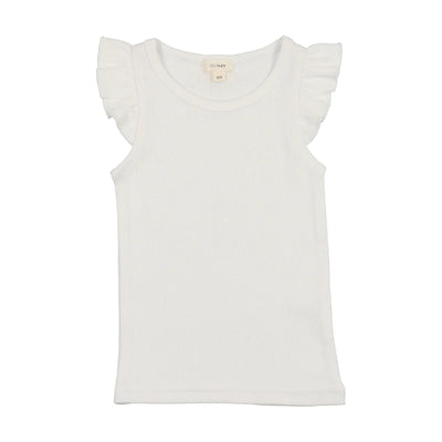 Lil Legs pure white ribbed flutter tank from our .